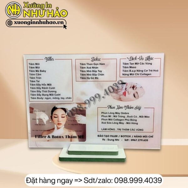 In Menu bang gia dich vu