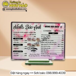 In Menu bang gia dich vu
