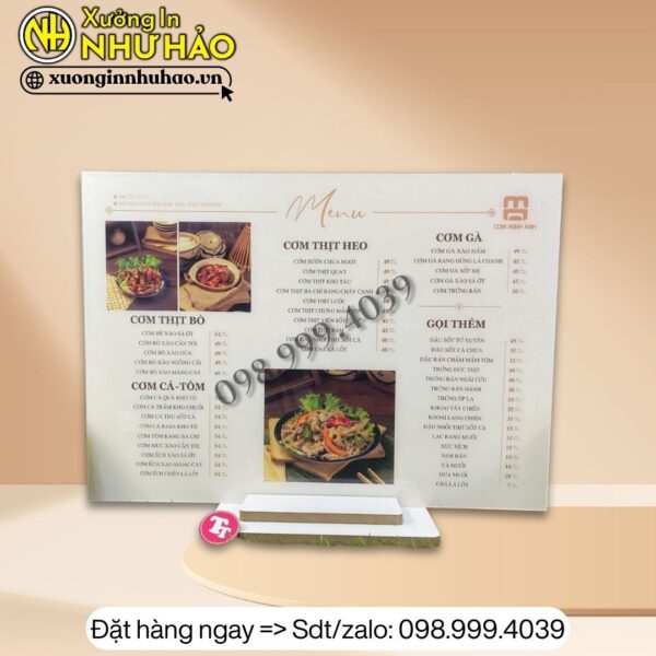 In menu quán