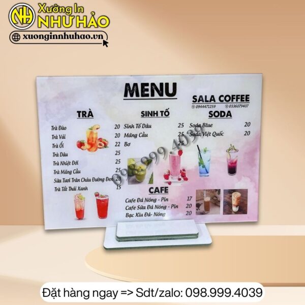 In menu quán