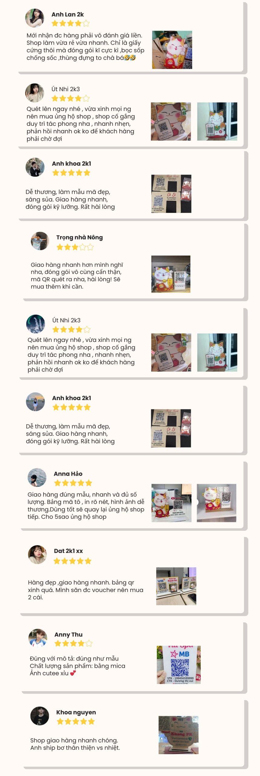 đánh giá khách hàng bảng mã qr để bàn