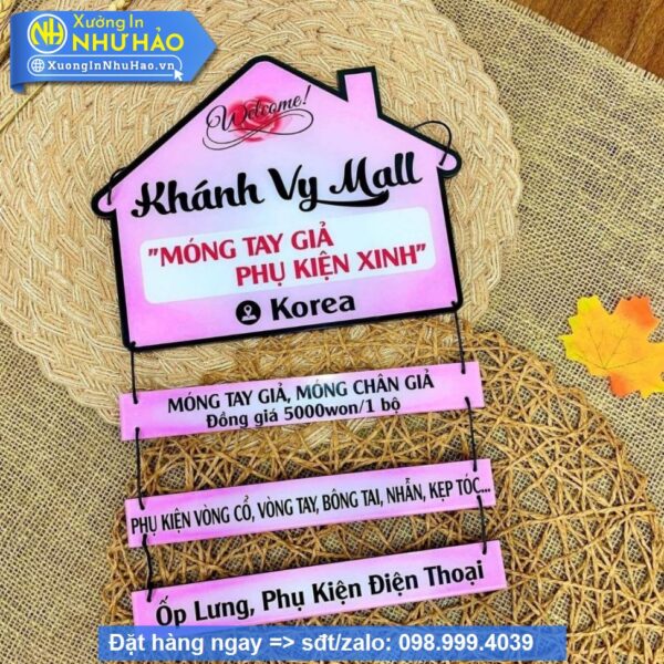 Nâng Tầm Thương Hiệu Với Biển Hiệu Treo Tên Shop Mica Cao Cấp, In UV Sắc Nét