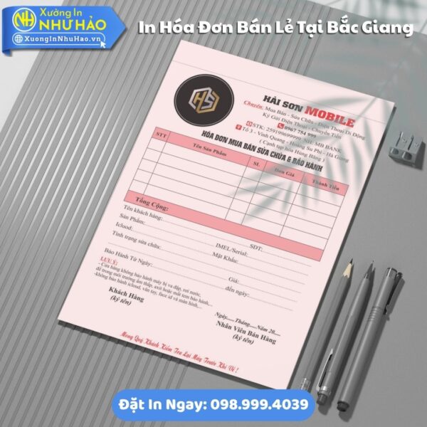 Dịch Vụ In Hóa Đơn Bán Lẻ Tại Bắc Giang Fort 80gsm, Kích Thước Tùy Chọn, Test Màu, Giao Nhanh, Giá Rẻ Tại Xưởng