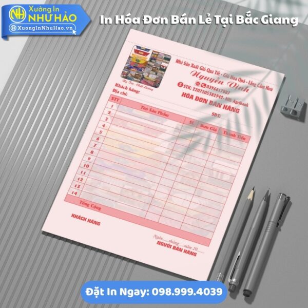 Dịch Vụ In Hóa Đơn Bán Lẻ Tại Bắc Giang Fort 80gsm, Kích Thước Tùy Chọn, Test Màu, Giao Nhanh, Giá Rẻ Tại Xưởng