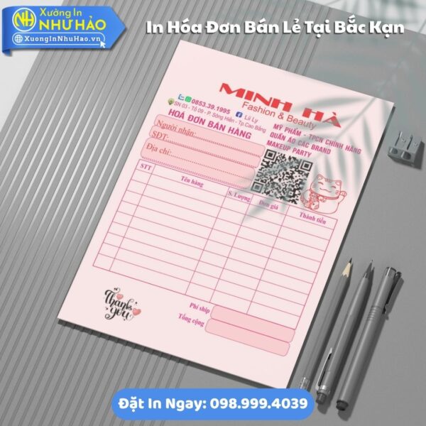 Xưởng In Hóa Đơn Bán Lẻ Tại Bắc Kạn: Báo Giá Theo Yêu Cầu: Như Hảo Hỗ Trợ Test Màu, Thiết Kế Free, Giao Hàng Toàn Quốc