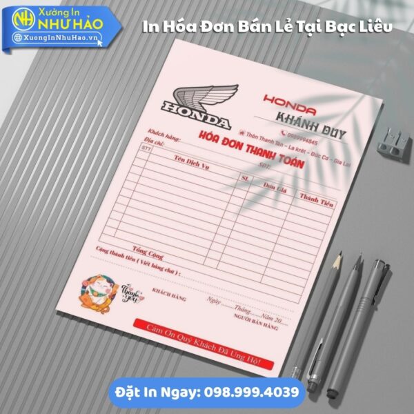In Hóa Đơn Bán Lẻ Tại Bạc Liêu Theo Yêu Cầu, Giấy Fort 80gsm, Hỗ Trợ Test Màu, Giá Rẻ, Giao Toàn Quốc