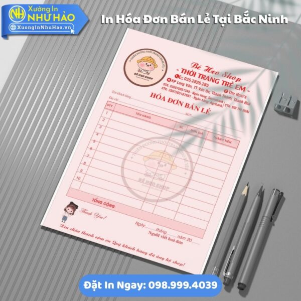 In Hóa Đơn Bán Lẻ Tại Bắc Ninh Theo Yêu Cầu: Giao Hàng Toàn Quốc, 1-3 Liên, Fort 80gsm, Test Màu Trước Khi In, Giá Rẻ