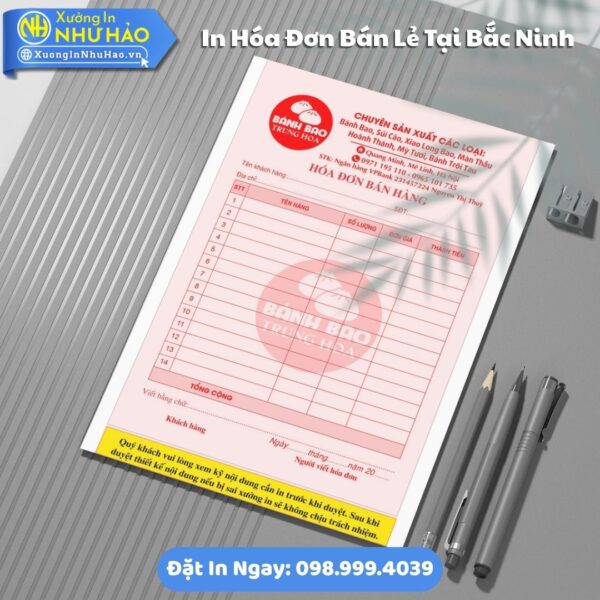 In Hóa Đơn Bán Lẻ Tại Bắc Ninh Theo Yêu Cầu: Giao Hàng Toàn Quốc, 1-3 Liên, Fort 80gsm, Test Màu Trước Khi In, Giá Rẻ