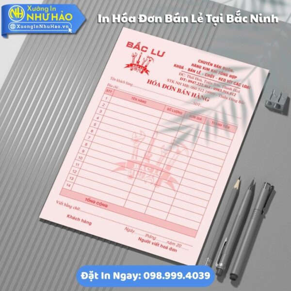 In Hóa Đơn Bán Lẻ Tại Bắc Ninh Theo Yêu Cầu: Giao Hàng Toàn Quốc, 1-3 Liên, Fort 80gsm, Test Màu Trước Khi In, Giá Rẻ