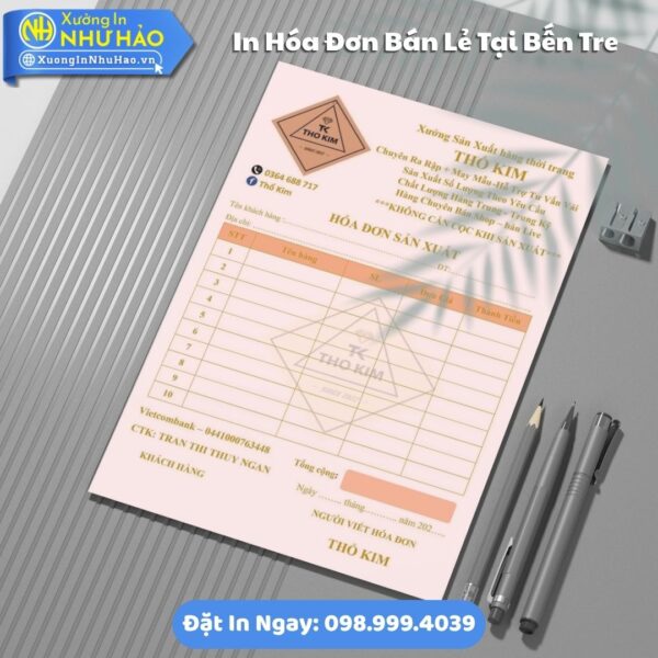 Phiếu Hóa Đơn Bán Lẻ Tại Bến Tre In Theo Yêu Cầu, Thiết Kế Hóa Đơn Thanh Toán Miễn Phí