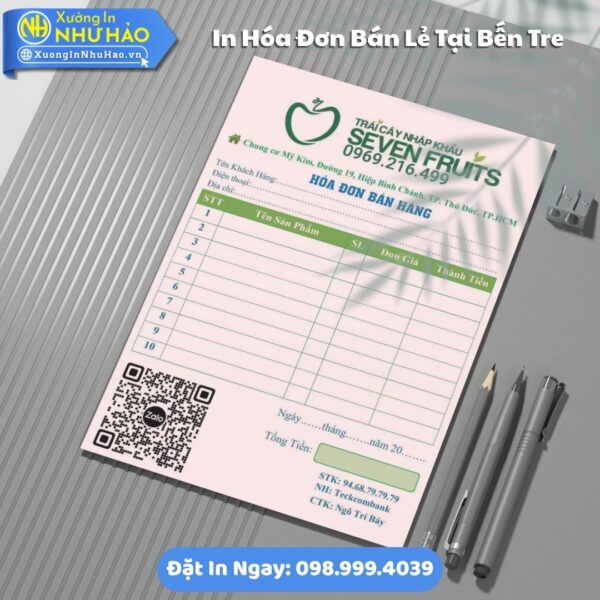 Phiếu Hóa Đơn Bán Lẻ Tại Bến Tre In Theo Yêu Cầu, Thiết Kế Hóa Đơn Thanh Toán Miễn Phí