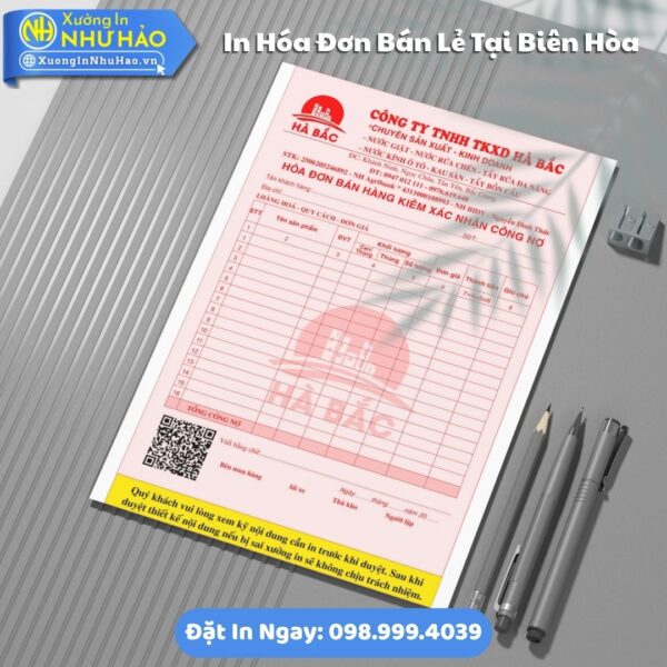 Dịch Vụ In Hóa Đơn Bán Lẻ Tại Biên Hòa Theo Yêu Cầu, Hỗ Trợ Test Màu, Fort 80gsm, 1 Liên Đến 3 Liên, Giao Hàng Toàn Quốc