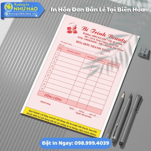 Dịch Vụ In Hóa Đơn Bán Lẻ Tại Biên Hòa Theo Yêu Cầu, Hỗ Trợ Test Màu, Fort 80gsm, 1 Liên Đến 3 Liên, Giao Hàng Toàn Quốc