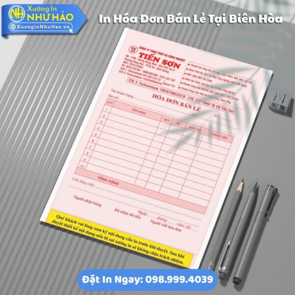 Dịch Vụ In Hóa Đơn Bán Lẻ Tại Biên Hòa Theo Yêu Cầu, Hỗ Trợ Test Màu, Fort 80gsm, 1 Liên Đến 3 Liên, Giao Hàng Toàn Quốc