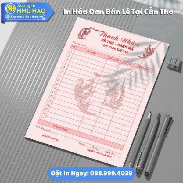 Đặt In Hóa Đơn Bán Lẻ Tại Cần Thơ Theo Yêu Cầu, Giá Rẻ, Kích Thước Đa Dạng, Theo Yêu Cầu, Thiết Kế Free, Hỗ Trợ Test Màu