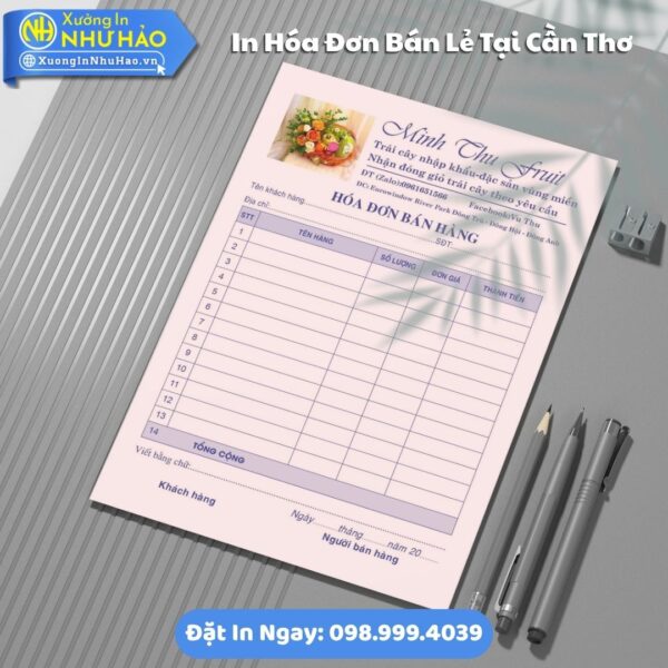 Đặt In Hóa Đơn Bán Lẻ Tại Cần Thơ Theo Yêu Cầu, Giá Rẻ, Kích Thước Đa Dạng, Theo Yêu Cầu, Thiết Kế Free, Hỗ Trợ Test Màu