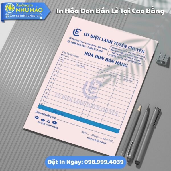 In Hóa Đơn Bán Lẻ Tại Cao Bằng Theo Yêu Cầu: Uy Tín, Giá Rẻ, Như Hảo Hỗ Trợ Test Màu, Thiết Kế Free, Giao Hàng Toàn Quốc