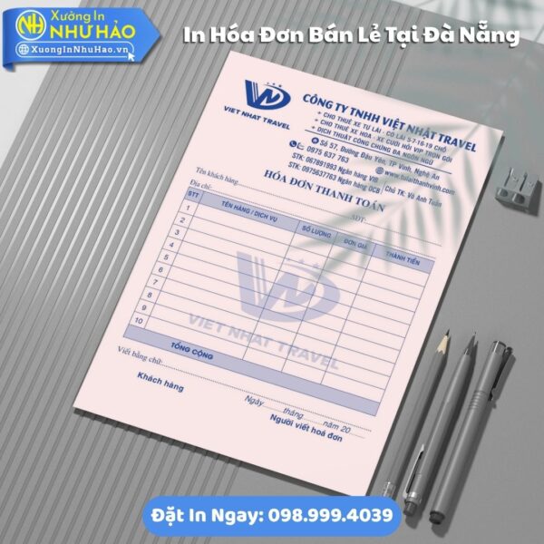 Xưởng In Hóa Đơn Bán Lẻ Tại Đà Nẵng Theo Yêu Cầu, Giấy Fort 80gsm, Hỗ Trợ Test Màu, Giá Rẻ, Giao Toàn Quốc