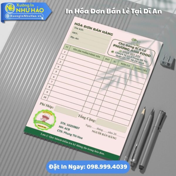 In Hóa Đơn Bán Lẻ Tại Dĩ An Theo Yêu Cầu: Đặt In Hóa Đơn 2 Liên Giá Rẻ, Chất Lượng Cao