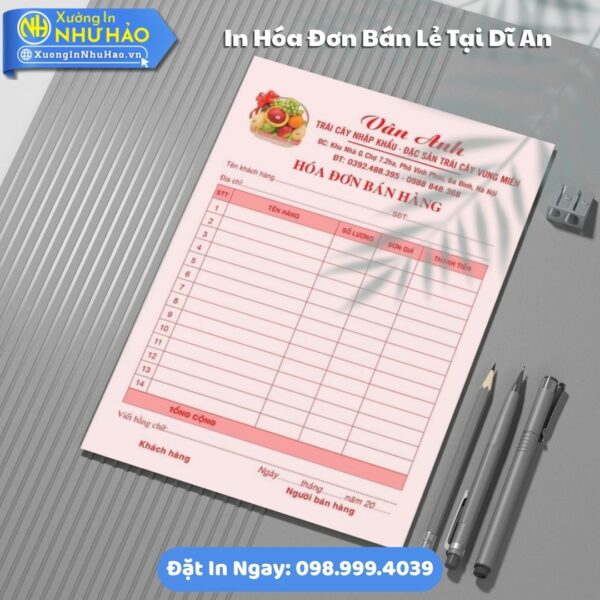 In Hóa Đơn Bán Lẻ Tại Dĩ An Theo Yêu Cầu: Đặt In Hóa Đơn 2 Liên Giá Rẻ, Chất Lượng Cao