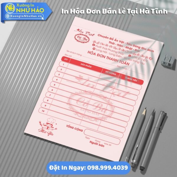 Cần In Hóa Đơn Bán Lẻ Tại Hà Tĩnh - Như Hảo In Đẹp, Chuẩn. Báo Giá Tốt, Giấy Fort 80gsm Cao Cấp