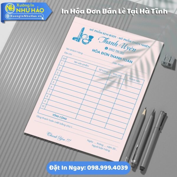 Cần In Hóa Đơn Bán Lẻ Tại Hà Tĩnh - Như Hảo In Đẹp, Chuẩn. Báo Giá Tốt, Giấy Fort 80gsm Cao Cấp