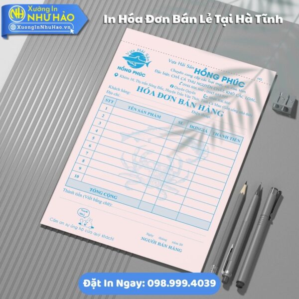 Cần In Hóa Đơn Bán Lẻ Tại Hà Tĩnh - Như Hảo In Đẹp, Chuẩn. Báo Giá Tốt, Giấy Fort 80gsm Cao Cấp