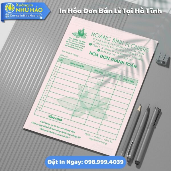 Cần In Hóa Đơn Bán Lẻ Tại Hà Tĩnh - Như Hảo In Đẹp, Chuẩn. Báo Giá Tốt, Giấy Fort 80gsm Cao Cấp