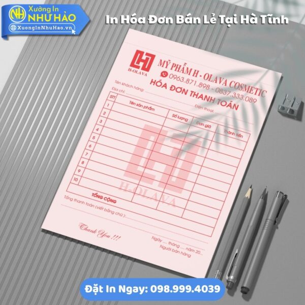 Cần In Hóa Đơn Bán Lẻ Tại Hà Tĩnh - Như Hảo In Đẹp, Chuẩn. Báo Giá Tốt, Giấy Fort 80gsm Cao Cấp