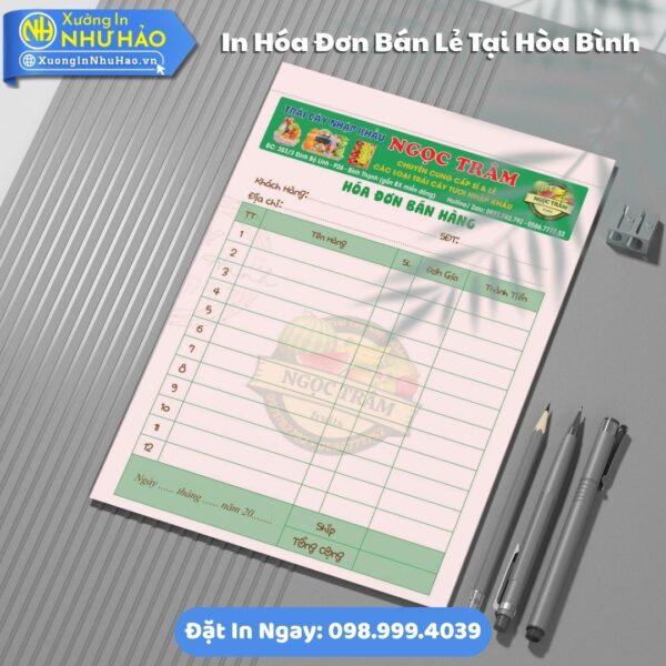 In Hóa Đơn Bán Lẻ Tại Hòa Bình, Hỗ Trợ Test Màu, Fort 80gsm, 1 Liên Đến 3 Liên, Giao Hàng Toàn Quốc