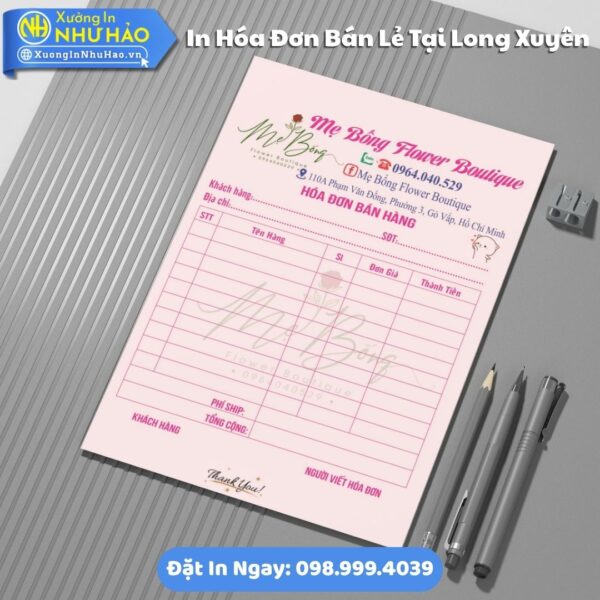 In Hóa Đơn Bán Lẻ Tại Long Xuyên In Hóa Đơn 2 Liên Theo Yêu Cầu, Hỗ Trợ Test Màu, Fort 80gsm, Thiết Kế Free