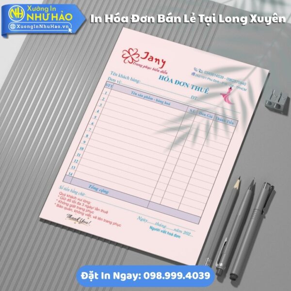 In Hóa Đơn Bán Lẻ Tại Long Xuyên In Hóa Đơn 2 Liên Theo Yêu Cầu, Hỗ Trợ Test Màu, Fort 80gsm, Thiết Kế Free