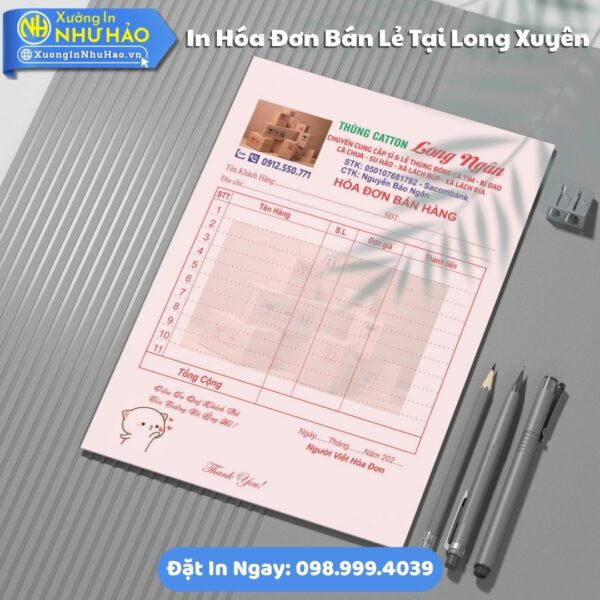 In Hóa Đơn Bán Lẻ Tại Long Xuyên In Hóa Đơn 2 Liên Theo Yêu Cầu, Hỗ Trợ Test Màu, Fort 80gsm, Thiết Kế Free