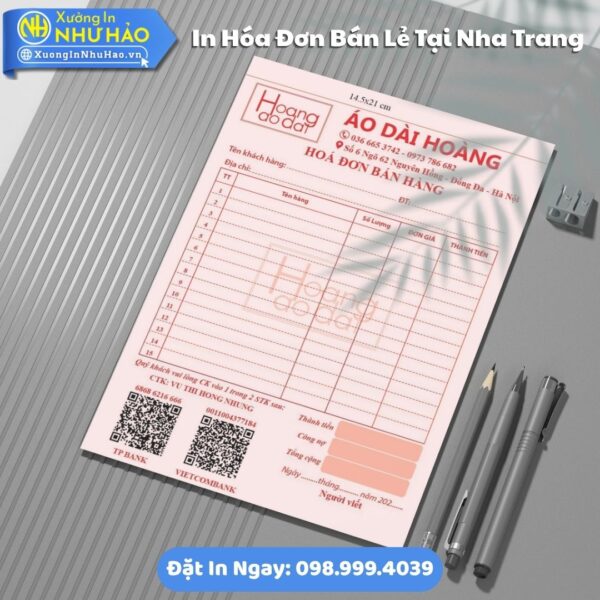 In Hóa Đơn Bán Lẻ Tại Nha Trang: Chất Lượng, Giá Tốt, Thiết Kế Miễn Phí - Xưởng In Như Hảo