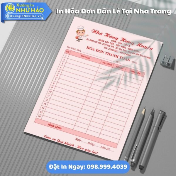 In Hóa Đơn Bán Lẻ Tại Nha Trang: Chất Lượng, Giá Tốt, Thiết Kế Miễn Phí - Xưởng In Như Hảo