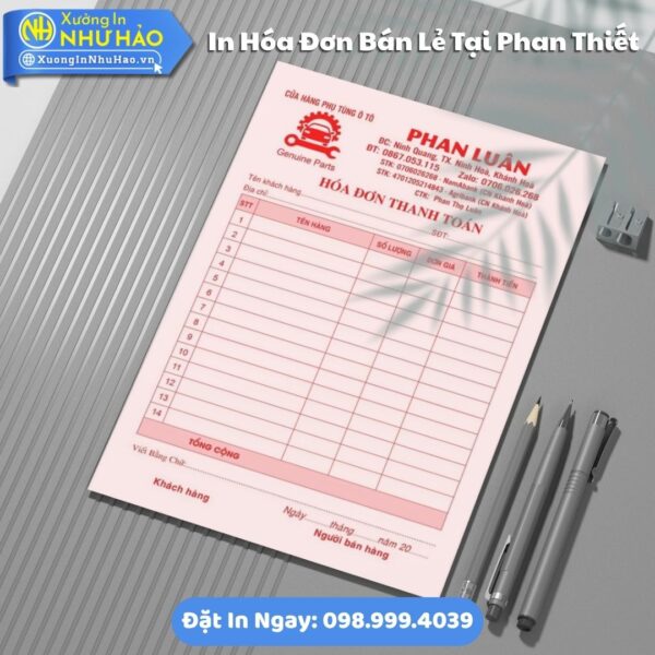 Địa Chỉ In Hóa Đơn Bán Lẻ Tại Phan Thiết: Mẫu Đẹp, In Nhanh, Hỗ Trợ Thiết Kế Miễn Phí - Như Hảo Print
