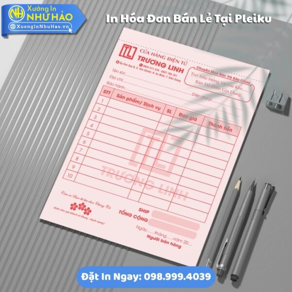 Dịch Vụ In Hóa Đơn Bán Lẻ Pleiku Chuyên Nghiệp, Hỗ Trợ Thiết Kế Miễn Phí, Kích Thước Đa Dạng, 1-3 Liên, Theo Yêu Cầu, Fort 80gsm