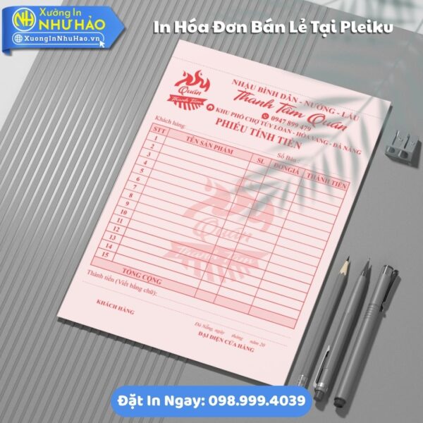 Dịch Vụ In Hóa Đơn Bán Lẻ Pleiku Chuyên Nghiệp, Hỗ Trợ Thiết Kế Miễn Phí, Kích Thước Đa Dạng, 1-3 Liên, Theo Yêu Cầu, Fort 80gsm
