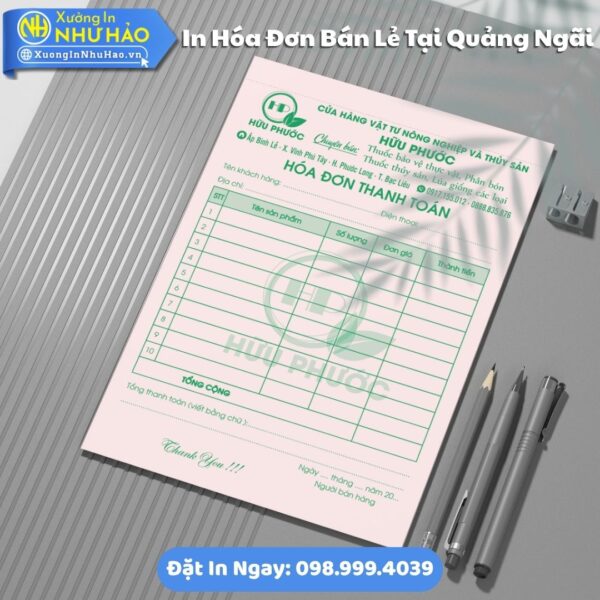 In Hóa Đơn Bán Lẻ Tại Quảng Ngãi Giá Rẻ, Kích Thước Đa Dạng, Theo Yêu Cầu, Thiết Kế Free, Hỗ Trợ Test Màu