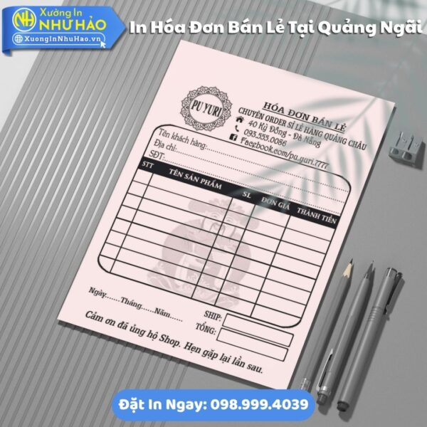 In Hóa Đơn Bán Lẻ Tại Quảng Ngãi Giá Rẻ, Kích Thước Đa Dạng, Theo Yêu Cầu, Thiết Kế Free, Hỗ Trợ Test Màu