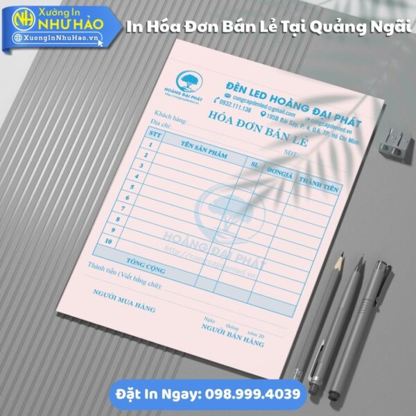 In Hóa Đơn Bán Lẻ Tại Quảng Ngãi Giá Rẻ, Kích Thước Đa Dạng, Theo Yêu Cầu, Thiết Kế Free, Hỗ Trợ Test Màu
