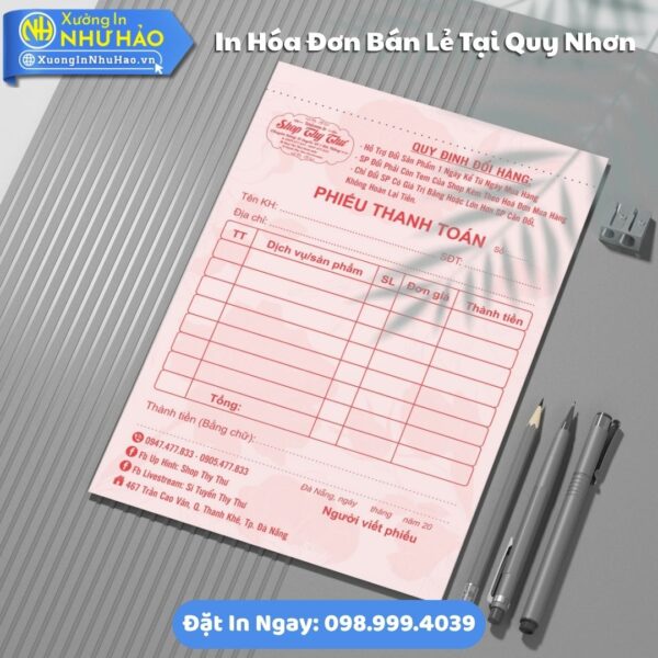 In Hóa Đơn Bán Lẻ Tại Quy Nhơn Theo Yêu Cầu: Giá Rẻ, Uy Tín Từ Như Hảo, Thiết Kế Miễn Phí, Hỗ Trợ Test Màu