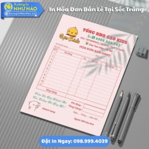 In Hóa Đơn Bán Lẻ Tại Sóc Trăng Theo Yêu Cầu, Giá Tốt, Fort 80gsm, Thiết Kế Free, Giao Hàng Toàn Quốc