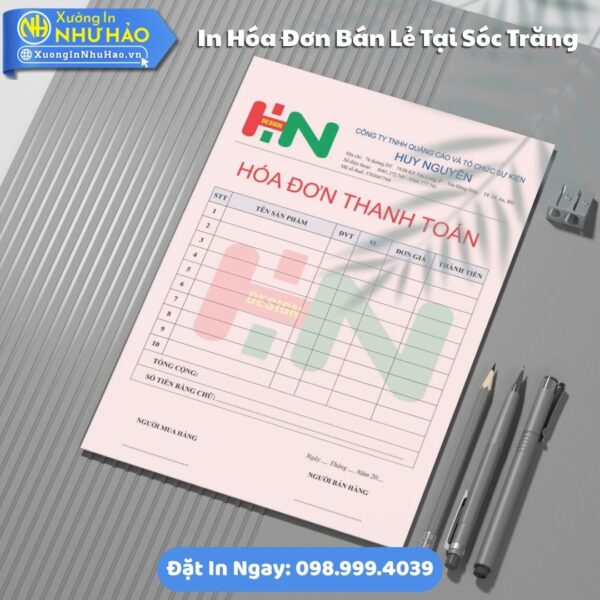 In Hóa Đơn Bán Lẻ Tại Sóc Trăng Theo Yêu Cầu, Giá Tốt, Fort 80gsm, Thiết Kế Free, Giao Hàng Toàn Quốc