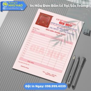 In Hóa Đơn Bán Lẻ Tại Sóc Trăng Theo Yêu Cầu, Giá Tốt, Fort 80gsm, Thiết Kế Free, Giao Hàng Toàn Quốc