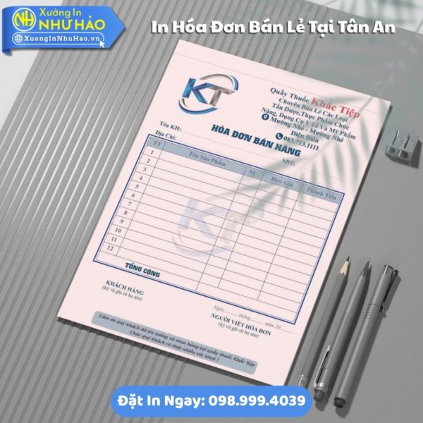 In Hóa Đơn Bán Lẻ Tại Tân An Uy Tín, Giá Rẻ Theo Yêu Cầu, Giấy Fort 80gsm, Hỗ Trợ Test Màu, Giá Rẻ, Giao Toàn Quốc