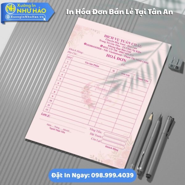 In Hóa Đơn Bán Lẻ Tại Tân An Uy Tín, Giá Rẻ Theo Yêu Cầu, Giấy Fort 80gsm, Hỗ Trợ Test Màu, Giá Rẻ, Giao Toàn Quốc