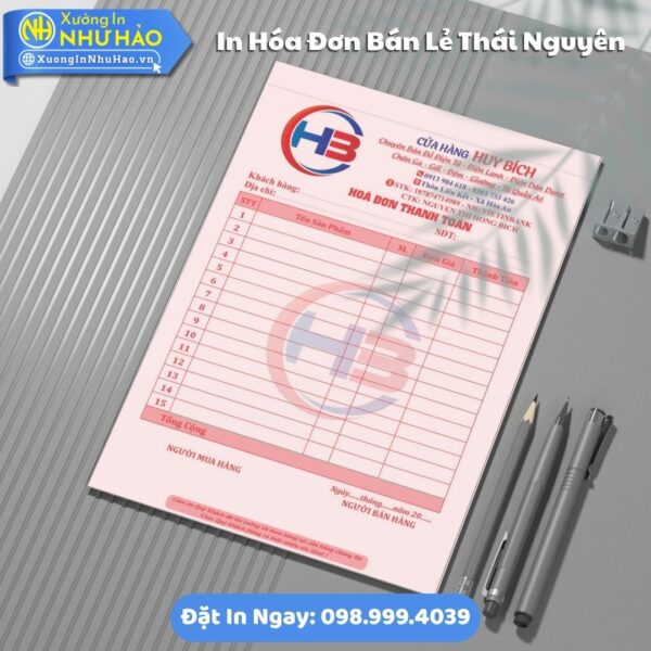 Dịch Vụ In Hóa Đơn Bán Lẻ Tại Thái Nguyên Thiết Kế Free, 1-2-3 Liên, Giao Tận Nơi, Kích Thước Đa Dạng, Giá Rẻ