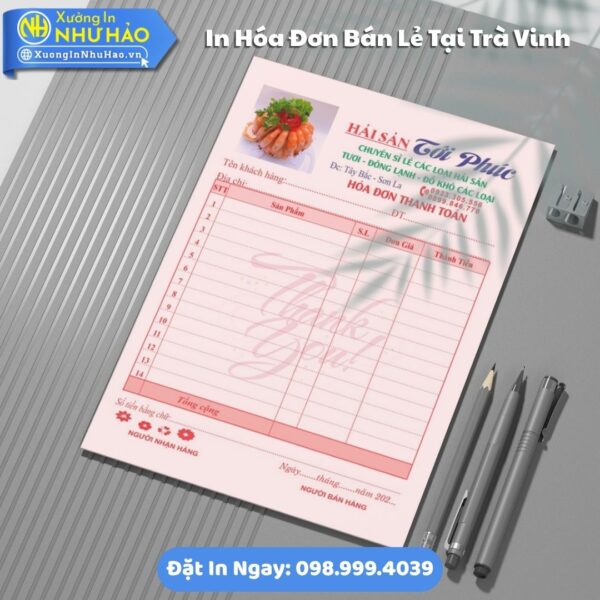 Báo giá In Hóa Đơn Bán Lẻ Tại Trà Vinh Theo Yêu Cầu, Hỗ Trợ Test Màu, Fort 80gsm, Thiết Kế Free, Giao Hàng Toàn Quốc