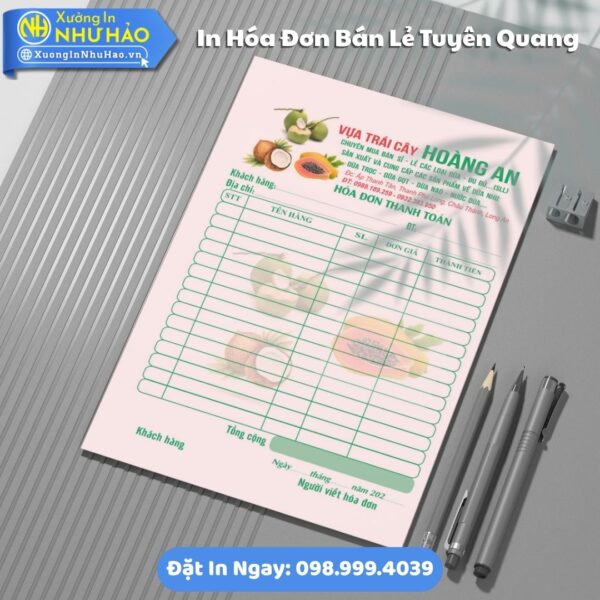 Cần In Hóa Đơn Bán Lẻ Tại Tuyên Quang: Giá Rẻ, Thiết Kế Miễn Phí, Kích Thước Theo Yêu Cầu, Fort 80gsm, Giao Nhanh